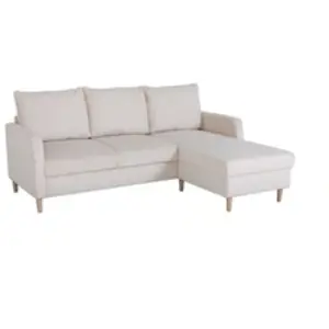 Canapé d'angle fixe - 3 places - CHIPY - Tissu Lincoln Perle - Pieds b...