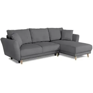 NO NAME  Canapé d'angle convertible réversible - 3 / 4 places - CLAUDIUS - Tissu Lincoln Anthracite - Coffre - 244 x 158 x 86 cm