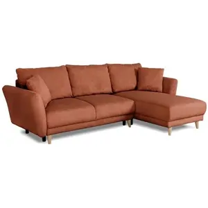 NO NAME  Canapé d'angle convertible réversible - 3 / 4 places - CLAUDIUS - Tissu Lincoln Terracotta - Coffre - 244 x 158 x 86 cm