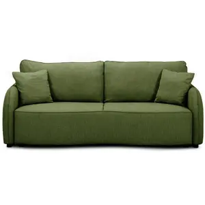 Comparateur de prix : CASAPY Canapé convertible BARI 3 places - Tissu olive - Coffre de rangement - L215 x H89 x P100 cm