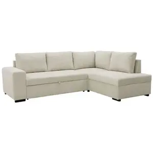 Comparateur de prix : CASAPY Canapé d'angle convertible réversible nirvana 4 à 5 places - tissu velours côtelé perle