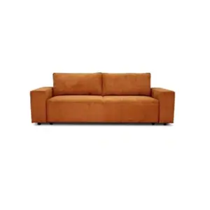 CASAPY Canapé 4 places - JOSH - Velours cotelé terracotta - 241 x 86 x 88 cm