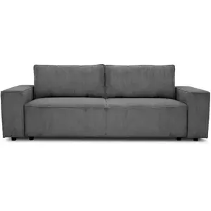 CASAPY Canapé 4 places - JOSH - Velours cotelé anthracite - 241 x 86 x 88 cm