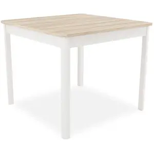 CAMIF Table à manger carrée effet bois clair et blanc 4 personnes pas cher