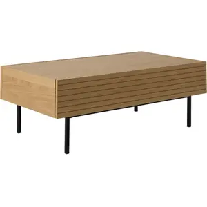 Table basse avec tiroir bois pieds métal Alex CAMIF  Bois / Métal pas cher