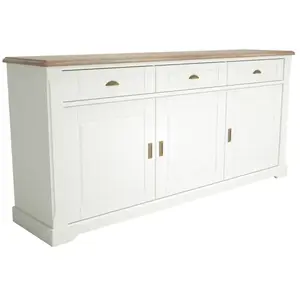 Comparateur de prix : CAMIF Enfilade 3 portes et trois tiroirs effet bois et blanc L200 cm