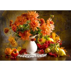 Puzzle 1000 pièces Enjoy - Nature morte aux dahlias oranges pas cher