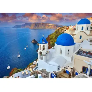 Puzzle 1000 pièces Enjoy - Vue de Santorin avec bateaux, Grèce pas cher