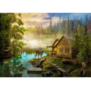 Puzzle 1000 pièces Enjoy - Une cabane en rondins sur la rivière pas cher