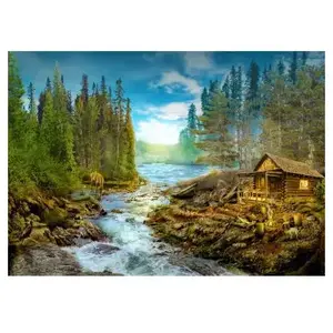 Puzzle 1000 pièces Enjoy - Une cabane en rondins au bord des rapides pas cher