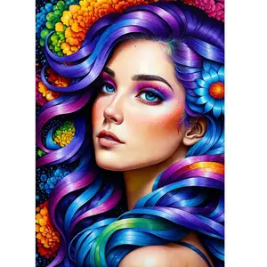 Puzzle 1000 Pièces : Portrait de fleurs arc-en-ciel pas cher
