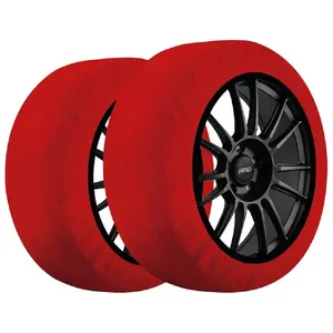 AMIO Lot de 2 chaînes à neige textiles pour pneus de voiture XS - EN16662-1 / Önorm V5121 Rouge