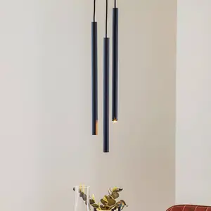 SOLLUX LIGHTING Suspension Thin, noir, à trois lampes, rondelle pas cher