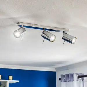 Comparateur de prix : SOLLUX LIGHTING Spot pour plafond Round chromé, 3 lampes, linéaire