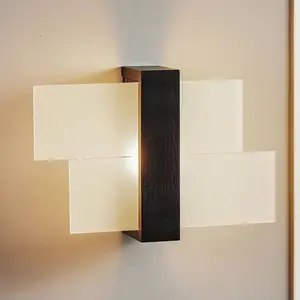 SOLLUX LIGHTING Applique Shifted 1, verre et bois de wenge pas cher