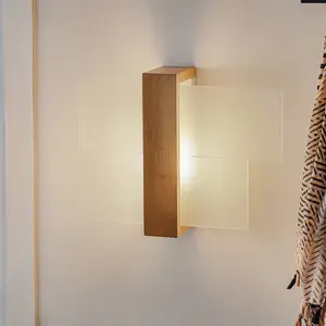 SOLLUX LIGHTING Applique Shifted 1, verre et bois clair pas cher