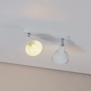 Comparateur de prix : SOLLUX LIGHTING Plafonnier Elba, 34 cm, à 2 lampes, blanc, métal, E27