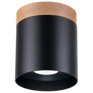 Comparateur de prix : SOLLUX LIGHTING Spot pour plafond Rif, noir, Ø 12 cm, bois, aluminium