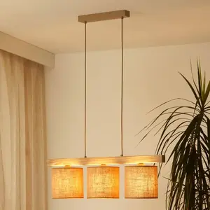Duolla Suspension Forest, à 3 lampes, bois clair, jute couleur naturel... pas cher