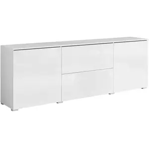 Mobilier1 - Meuble tv Miami 413, Blanc + Blanc brillant, Le nombre de ... pas cher