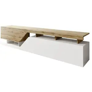 Mirjan24 Mobilier1 - Meuble tv Comfivo AC104, Blanc + Wotan chêne, Le nombre de portes: 0, Nombre de tiroirs: 0, 200x47x35cm pas cher