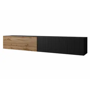 Mirjan24 Mobilier1 - Meuble tv Miami 412, Noir + Chêne wotan, Le nombr... pas cher