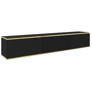 Mirjan24 Mobilier1 - Meuble tv Lima 124, Noir + Doré, Le nombre de portes: 0, Nombre de tiroirs: 0, 175x30x32cm pas cher