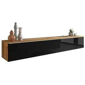 MIRJAN24 Mobilier1 - Meuble tv Sarasota 121, Wotan chêne + Noir brilla... pas cher