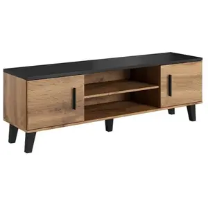 MIRJAN24 Mobilier1 - Meuble tv Charlotte G108, Wotan chêne + Noir, Le nombre de... pas cher