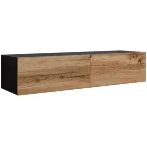 MIRJAN24 Meuble TV 140 cm ASHTON noir / chêne wotan pas cher