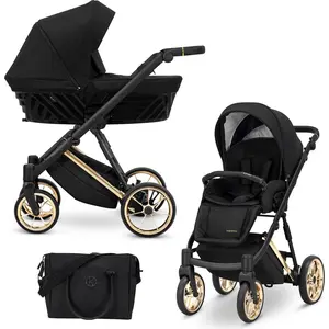 Kunert Ivento Premium 2in1 Poussette avec cadre doré en noir