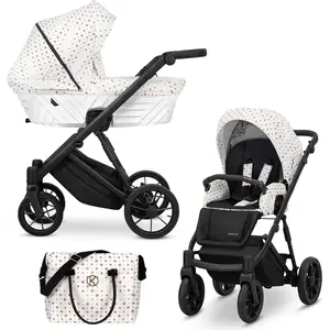 Kunert Ivento 2in1 Poussette avec cadre noir et style blanc