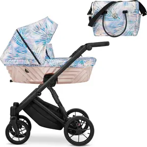 Kunert IVENTO 2in1 Poussette en bleu/rose avec cadre noir