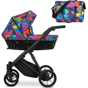 Kunert Ivento 2in1 Poussette au style coloré avec cadre noir et équipement complet