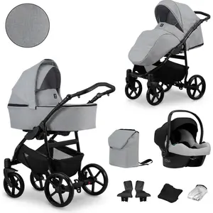 KUNERT BABY Poussette mata 09 b grey cadre noir siege auto