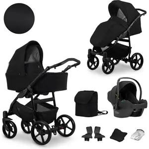 KUNERT BABY Poussette mata 10 b black cadre noir siege auto pas cher