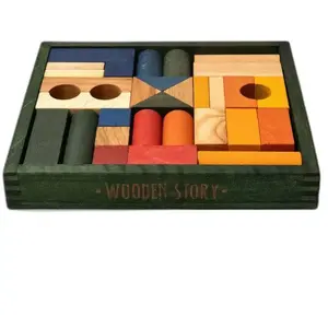 Jeux de société en bois dans un plateau 30 pièces Wooden Story TU pas cher
