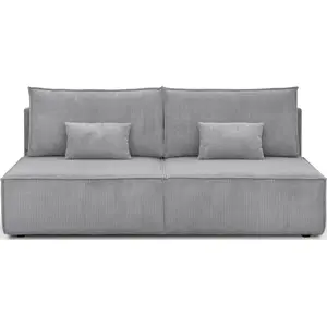 HOMIFAB Canapé convertible 3 places avec coffre de rangement en velours côtelé gris clair - Milla pas cher