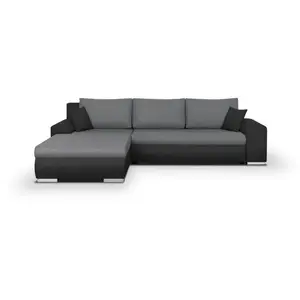 Comparateur de prix : Canapé d'angle convertible et réversible 5 places INDIAN - Tissu gris clair et anthracite