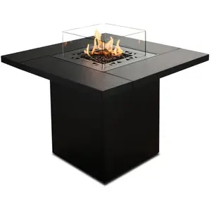 Comparateur de prix : PLANIKA Cheminée avec table et housse de protection, noir, extérieur, ...