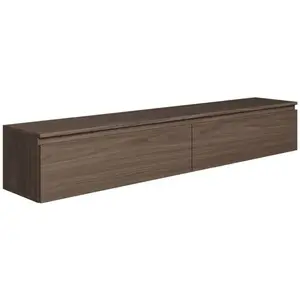 SELSEY Meuble TV 2 portes -suspendu - BEMMI- 175 cm - noyer du Wisconsin pas cher