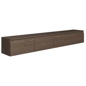SELSEY Meuble TV 4 portes -suspendu - BEMMI- 200 cm - noyer du Wisconsin pas cher
