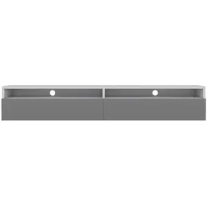 Comparateur de prix : SELSEY Meuble TV - REDNAW - 180 cm - blanc mat - gris brillant - 2 niches ouvertes - avec 2 tiroirs - style moderne - avec LED