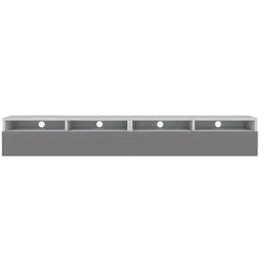 SELSEY Meuble TV - REDNAW - 200 cm - blanc mat / gris brillant - 4 niches ouvertes - 2 tiroirs - style moderne pas cher