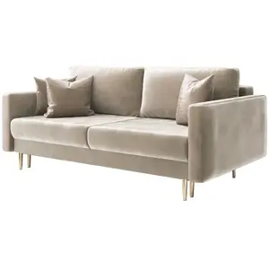 Selsey valico - canapé convertible - 3 places - velours hydrophobe - beige pas cher