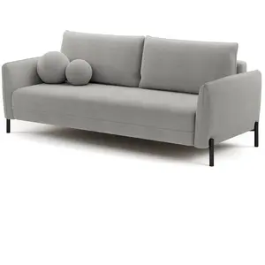 SELSEY Canapé convertible 3 places en tissu chenille gris imperméable pas cher