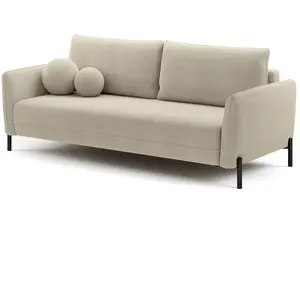 Selsey Canapé convertible 3 places en tissu chenille beige clair imperméable pas cher