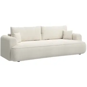 Comparateur de prix : SELSEY Canapé convertible trois places - OVO - tissu chenille crème