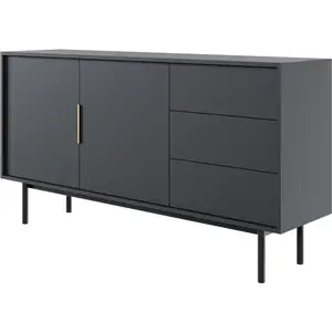 SELSEY Commode - VIVIARO - 154 cm avec trois tiroirs - noir pas cher
