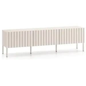 Comparateur de prix : SELSEY Meuble TV debout avec façades cannelées - DERRIVA - 170 cm - beige clair